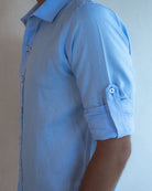 MALLORCA Linen Shirt - Blue Sky/Royal Blue - CRASQI