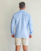 MALLORCA Linen Shirt - Blue Sky/Neon Orange - CRASQI