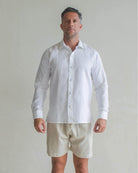 MALLORCA Linen Shirt - White/Royal Blue - CRASQI