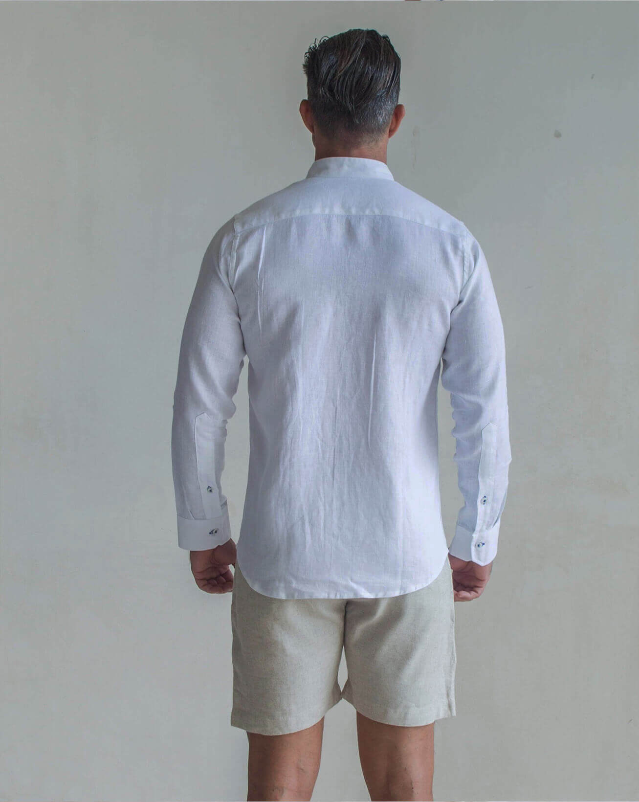 MENORCA Linen Shirt - White/Royal Blue - CRASQI