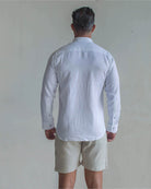 MENORCA Linen Shirt - White/Royal Blue - CRASQI