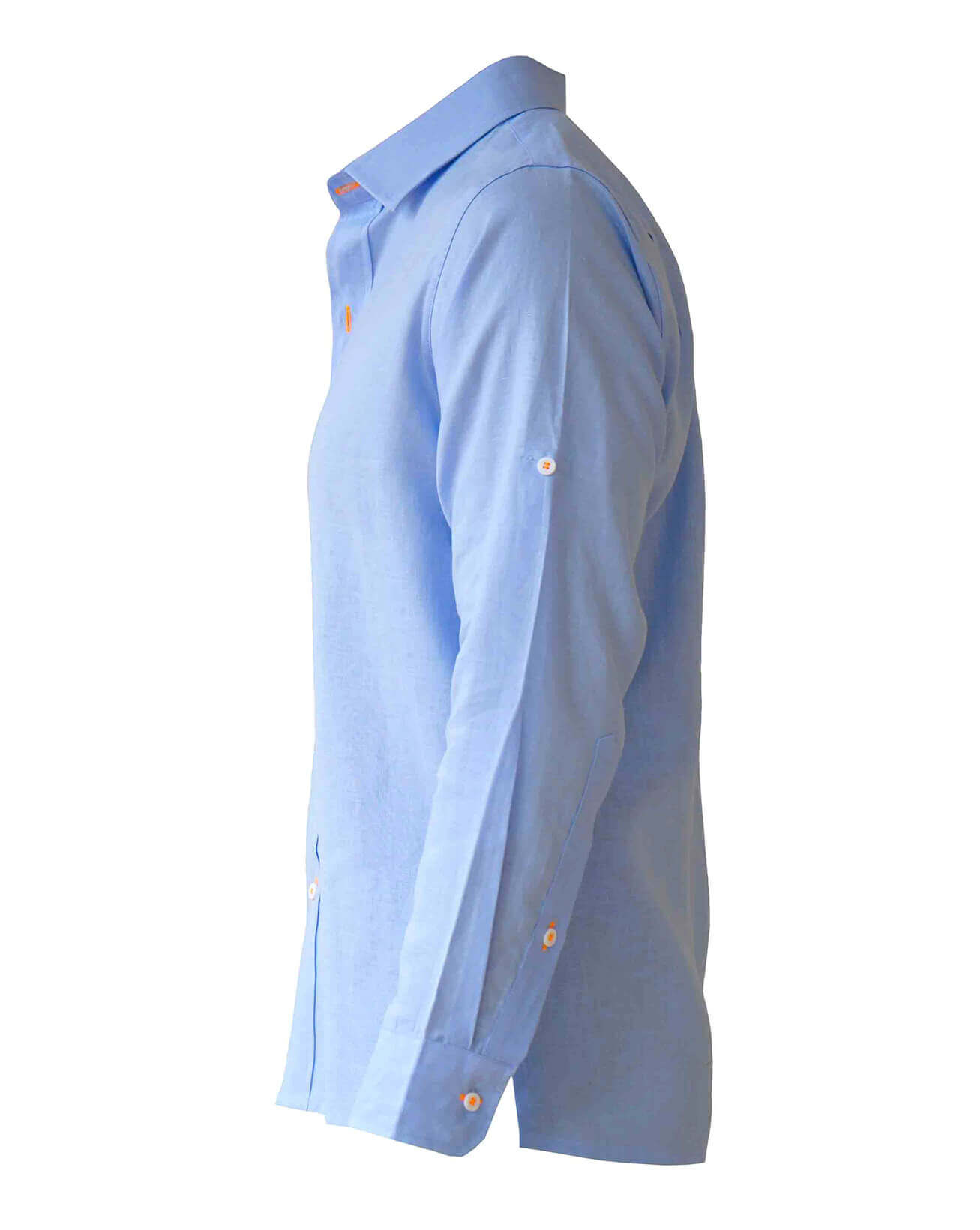 MALLORCA Linen Shirt - Blue Sky/Neon Orange - CRASQI