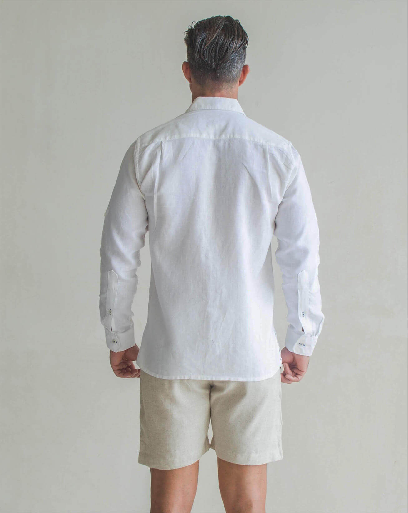 MALLORCA Linen Shirt - White/Royal Blue - CRASQI