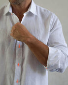 MALLORCA Linen Shirt - White/Neon Orange - CRASQI