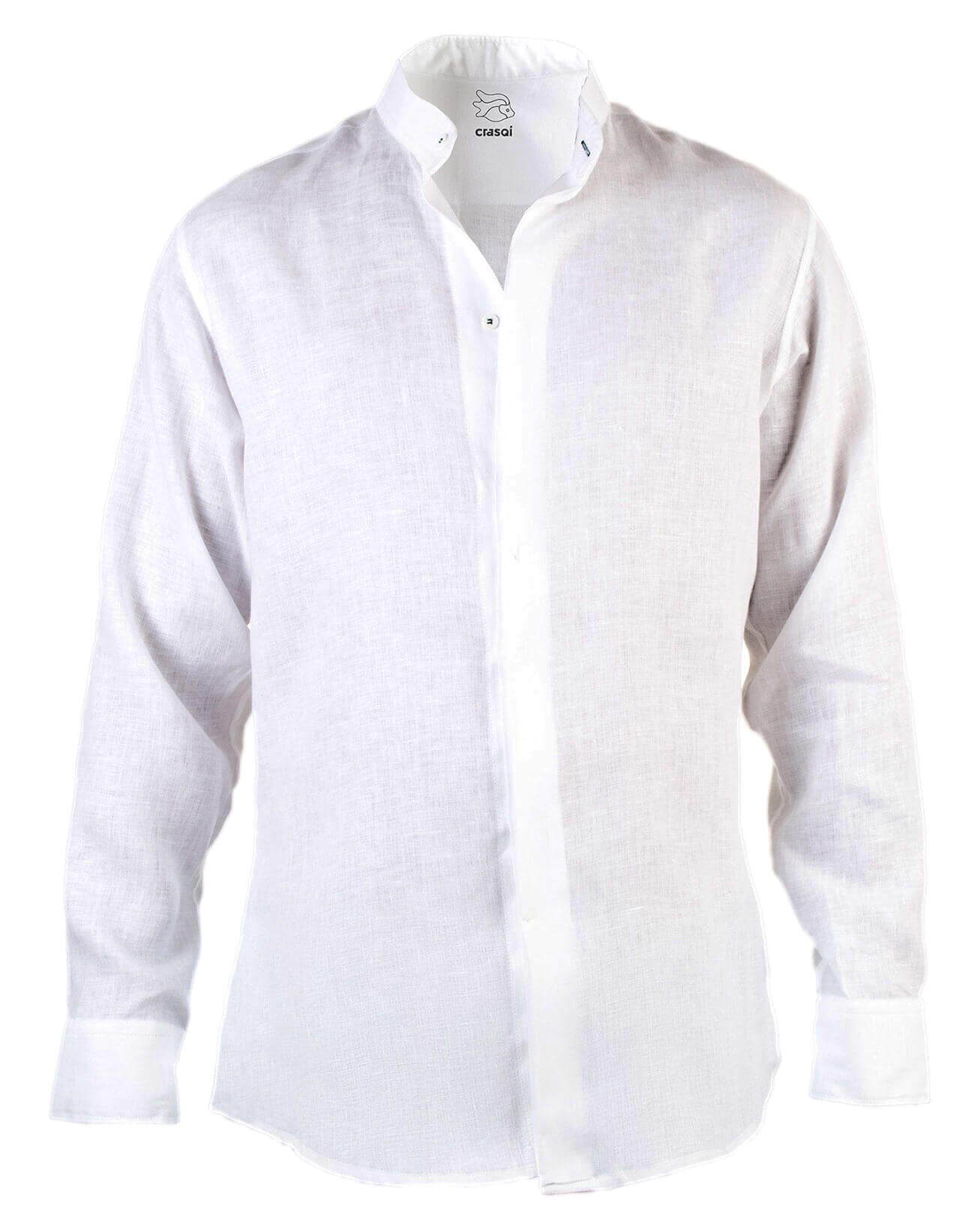 MENORCA Linen Shirt - White/Royal Blue - CRASQI