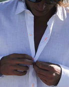 MALLORCA Linen Shirt - White/Neon Orange - CRASQI