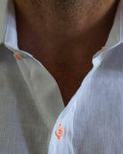 MALLORCA Linen Shirt - White/Neon Orange - CRASQI