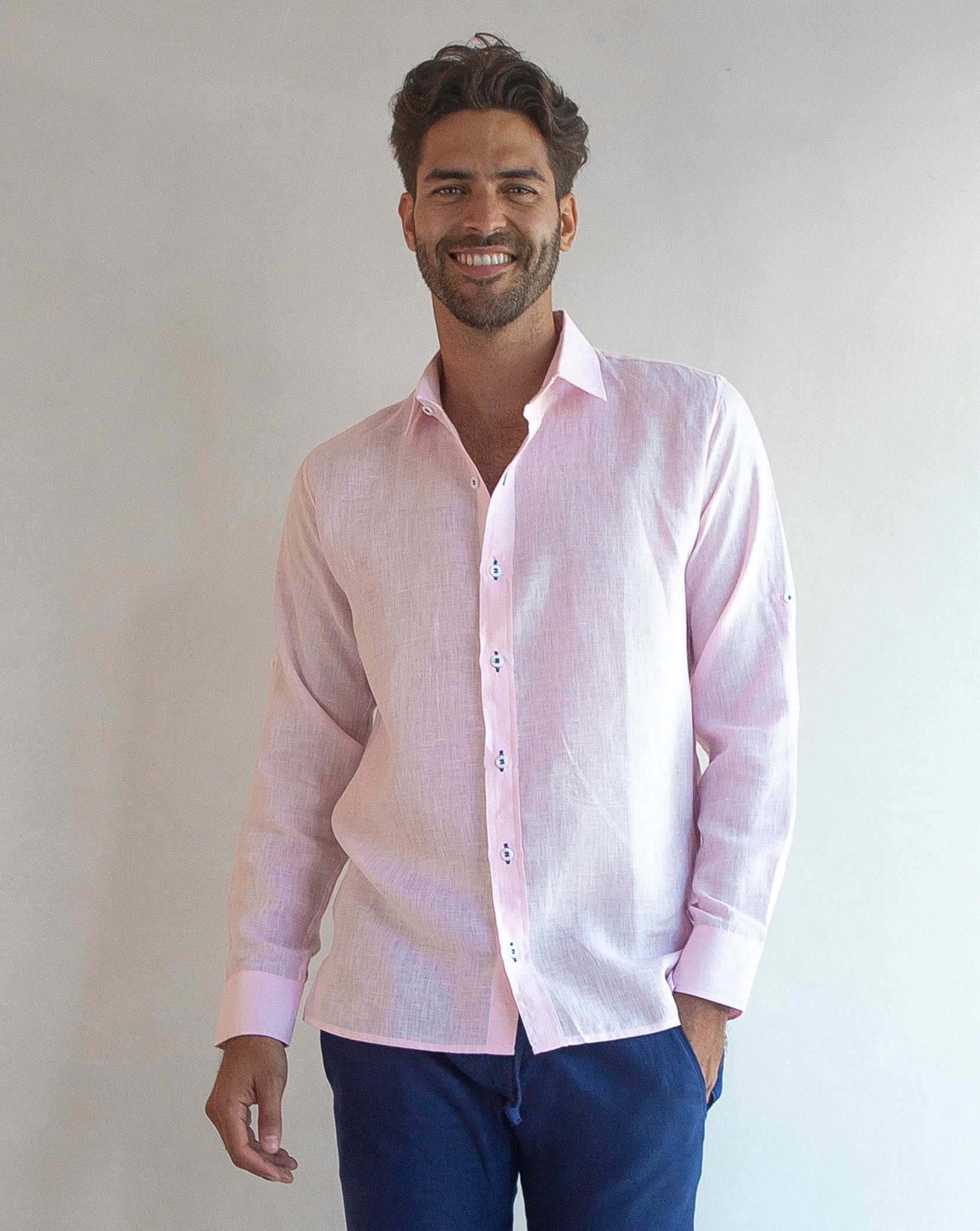 MARBELLA Linen Shirt - Pink/Lilac - CRASQI