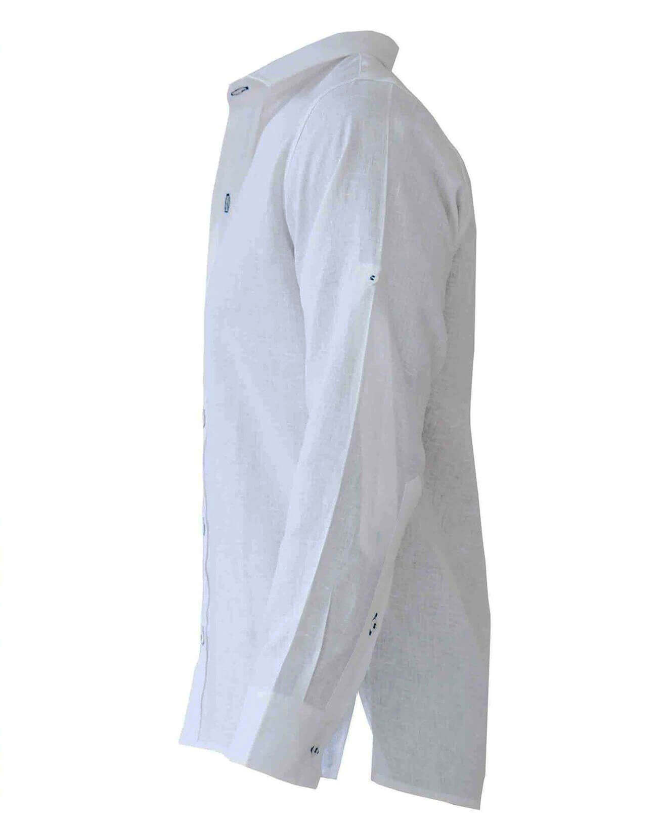 MALLORCA Linen Shirt - White/Royal Blue - CRASQI