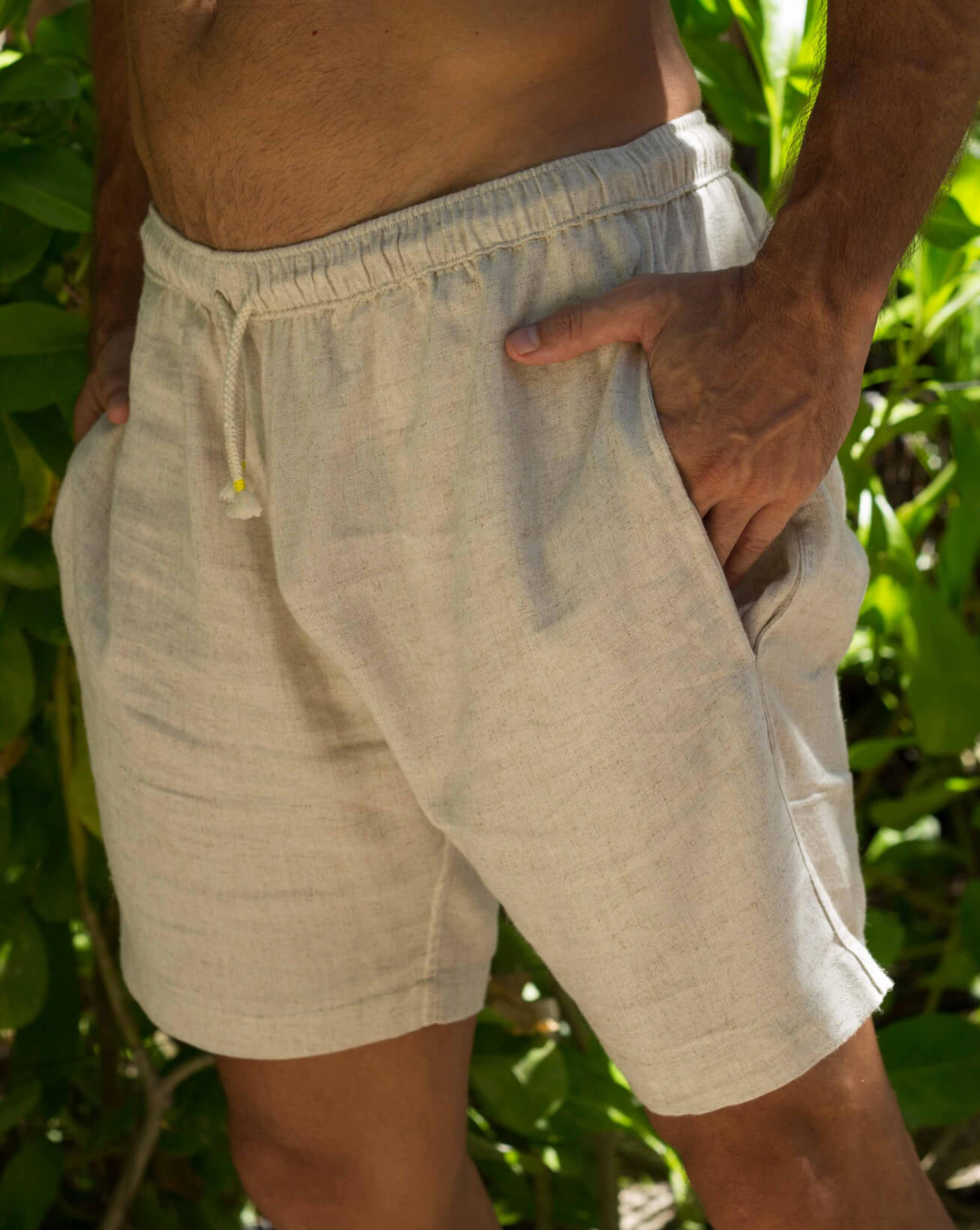TODOS SANTOS  Linen Shorts - Beige - CRASQI