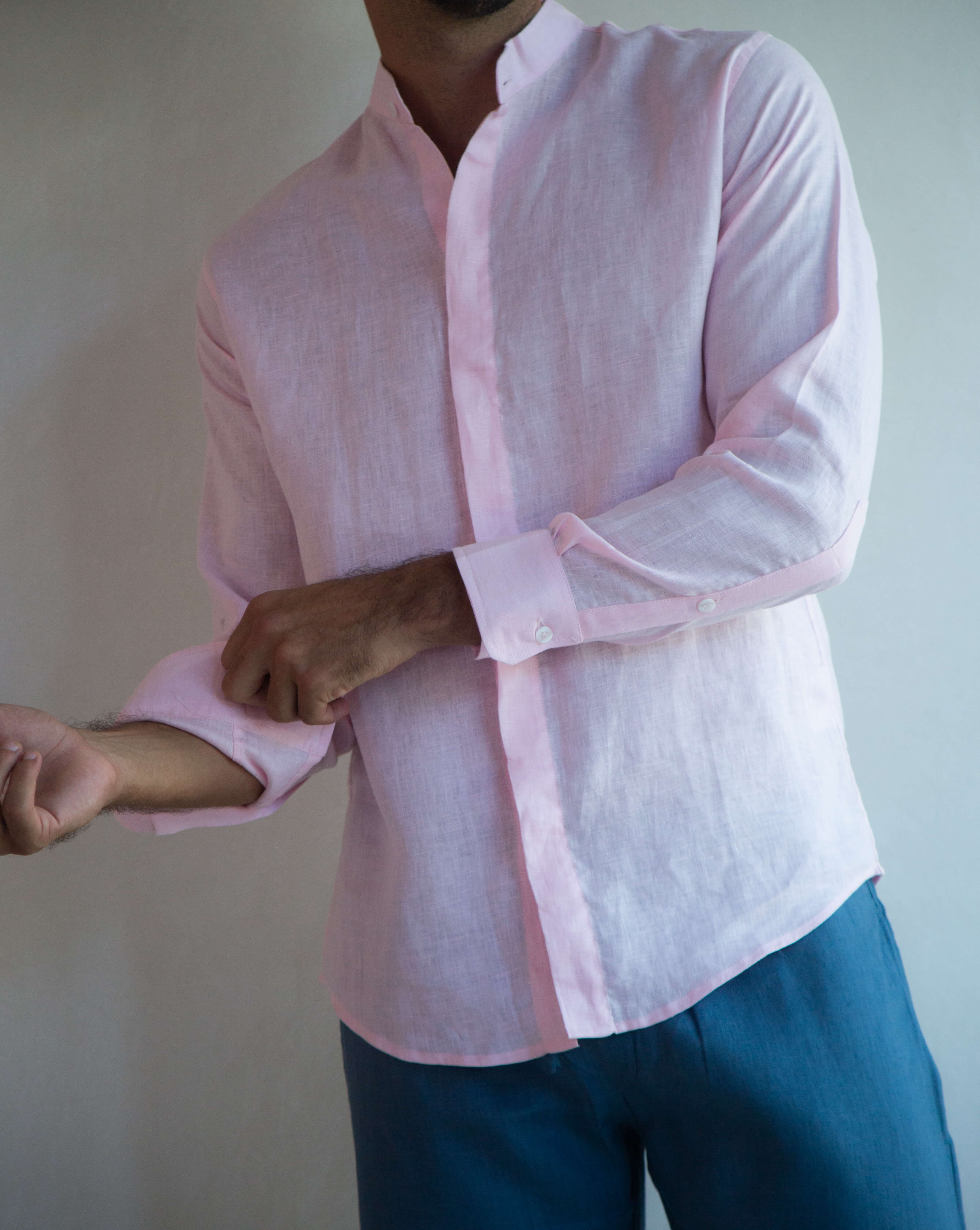 MENORCA Linen Shirt - Light Pink/Light Pink - CRASQI