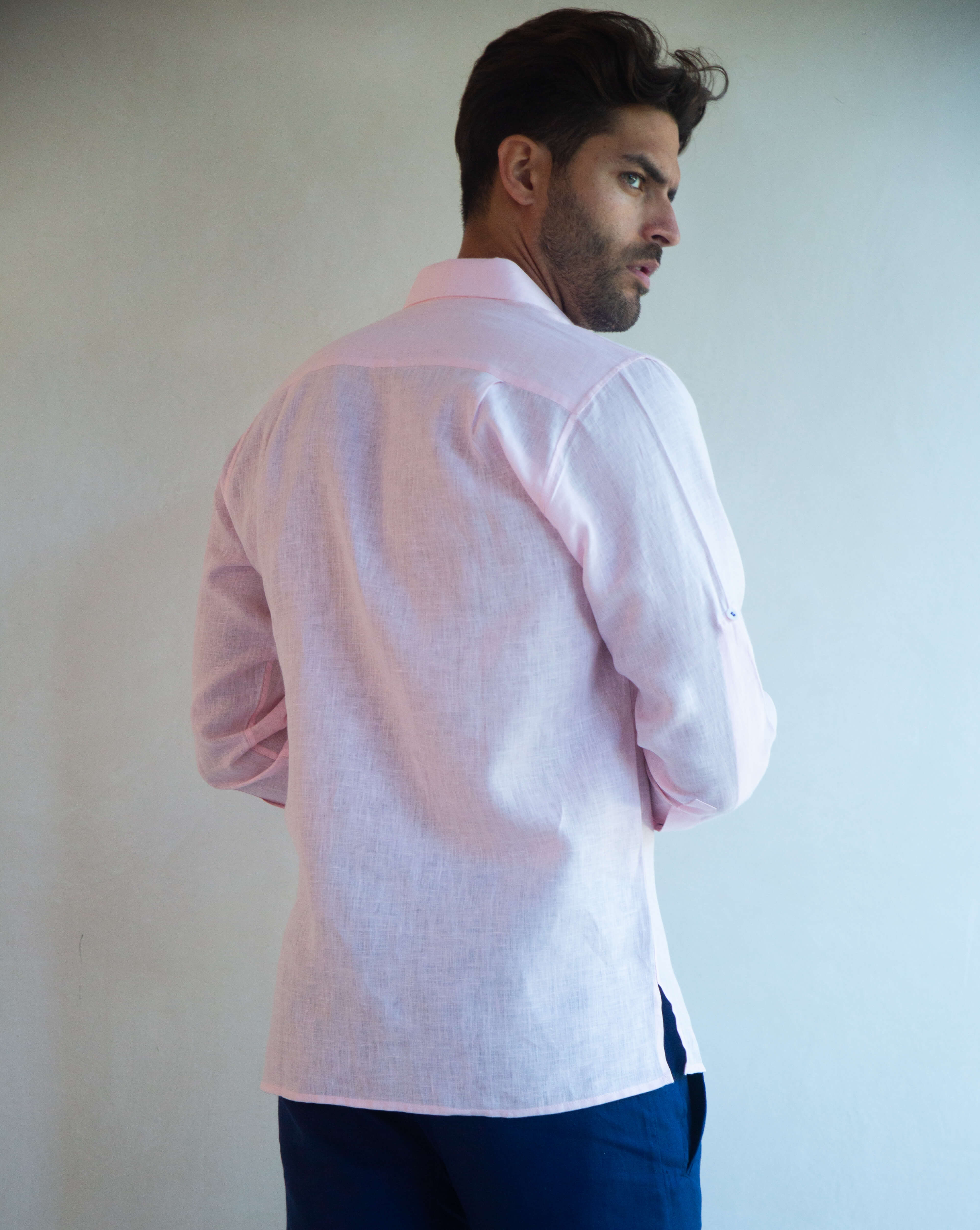 MARBELLA Linen Shirt - Pink/Lilac - CRASQI