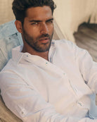 MALLORCA Linen Shirt - White/Royal Blue - CRASQI