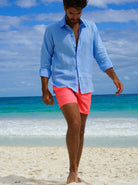 MALLORCA Linen Shirt - Blue Sky/Royal Blue - CRASQI