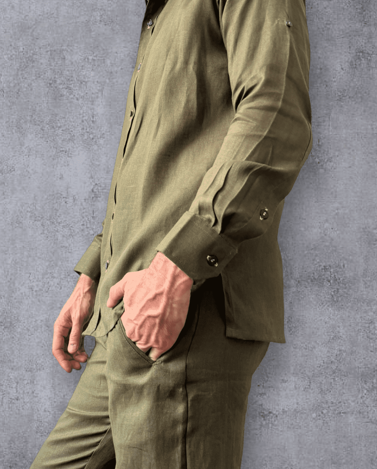 MALLORCA Linen Shirt - Olive/Sage - CRASQI