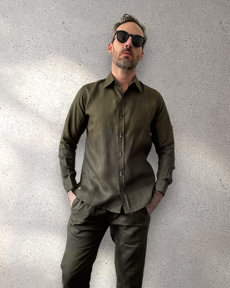 SARDINIA Linen Pant - Olive Green - CRASQI