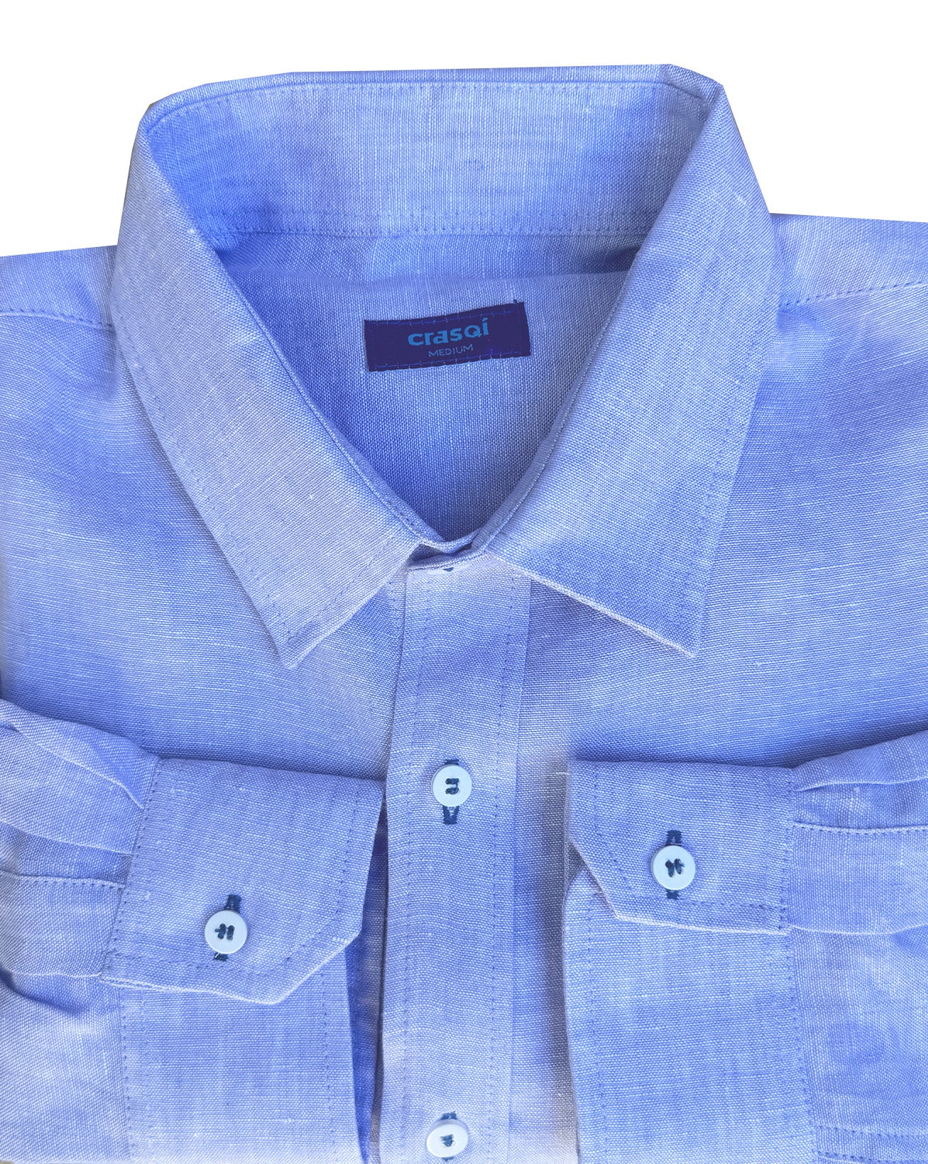 MALLORCA Linen Shirt - Azul Cielo/Navy Blue - CRASQI