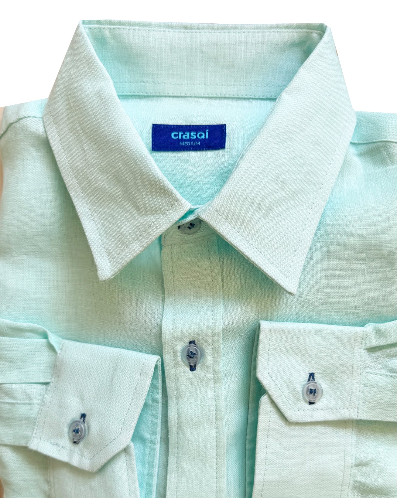 MALLORCA Linen Shirt - Custom Turquoise 1/Dark Blue - CRASQI