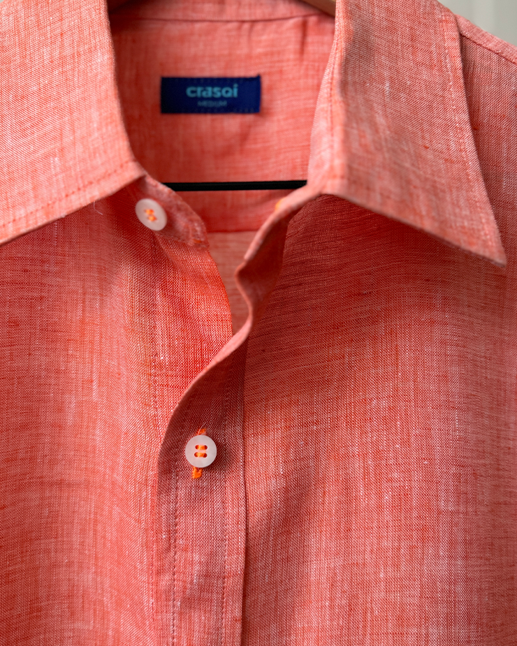 MARBELLA Linen Shirt - Sunrise Orange/Neon Orange - CRASQI