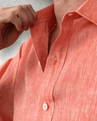 MARBELLA Linen Shirt - Sunrise Orange/Neon Orange - CRASQI