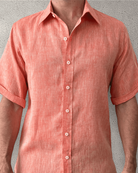 MARBELLA Linen Shirt - Sunrise Orange/Neon Orange - CRASQI