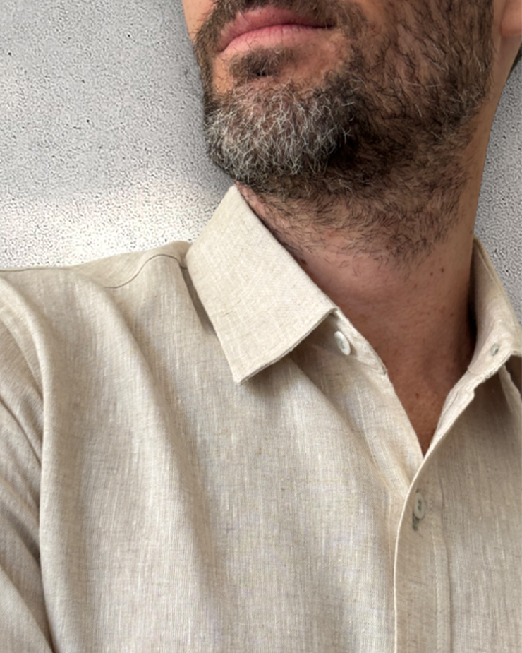 MALLORCA Linen Shirt - Sand/Light Sage - CRASQI