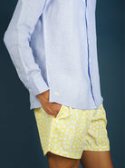 MALLORCA Linen Shirt - Azul Cielo/Neon Yellow - CRASQI