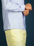 MALLORCA Linen Shirt - Azul Cielo/Neon Yellow - CRASQI