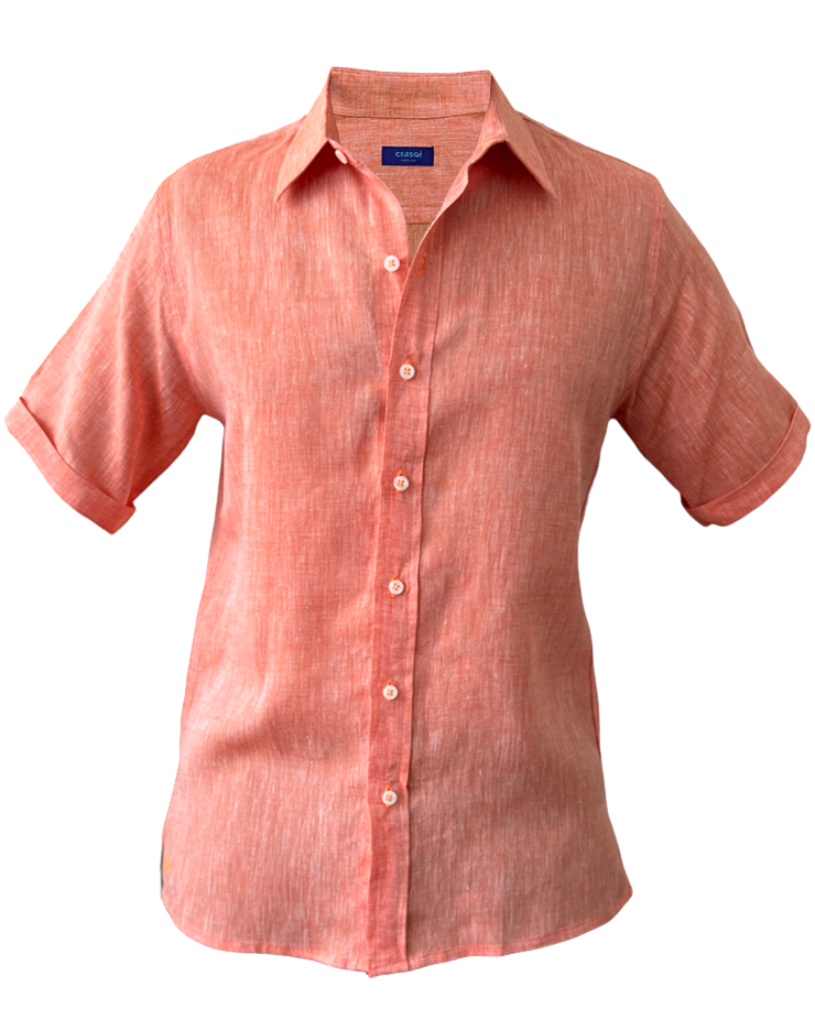 MARBELLA Linen Shirt - Sunrise Orange/Neon Orange - CRASQI