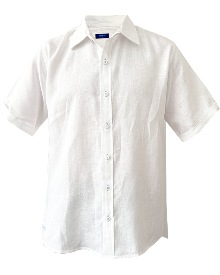 MARBELLA Linen Shirt - White/Light Blue - CRASQI