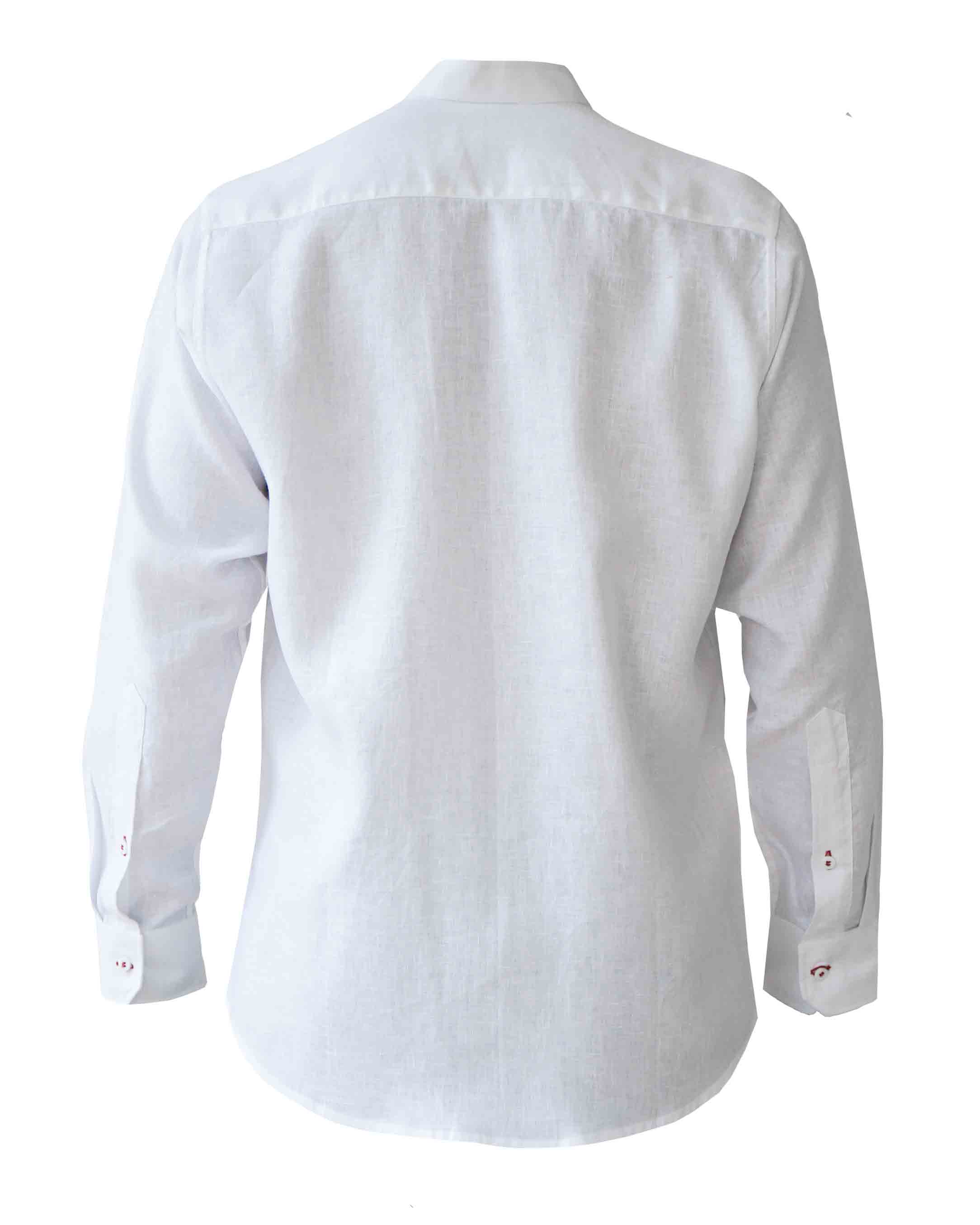 MENORCA Linen Shirt - White/Red - CRASQI